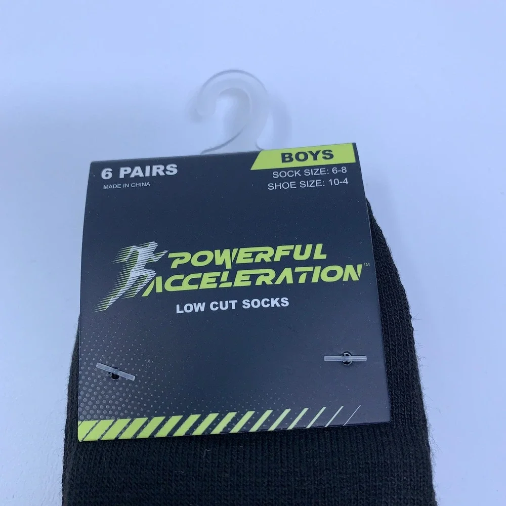 Powerful Acceleration Boys 10-4 Black 18 Pairs Low Cut Socks NWT